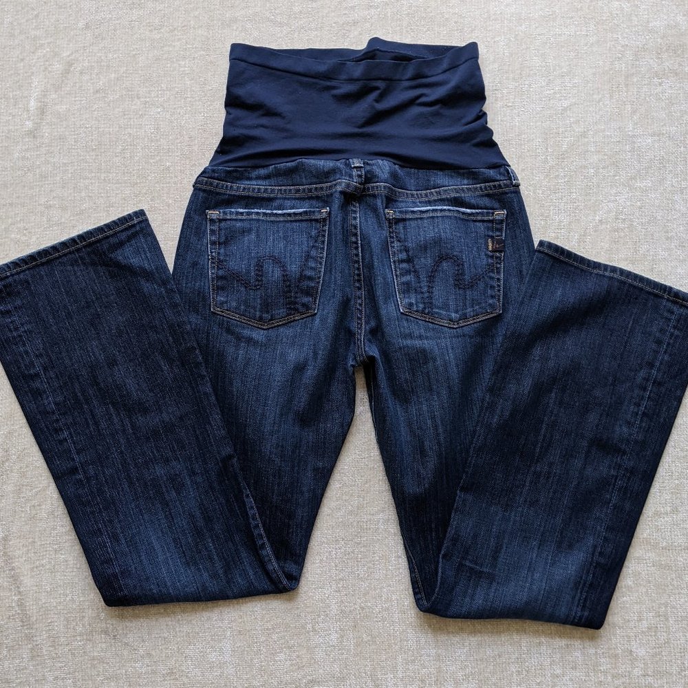 Citizens of Humanity Pea in the Pod Dark Wash Denim Bootcut Maternity Jeans - 29